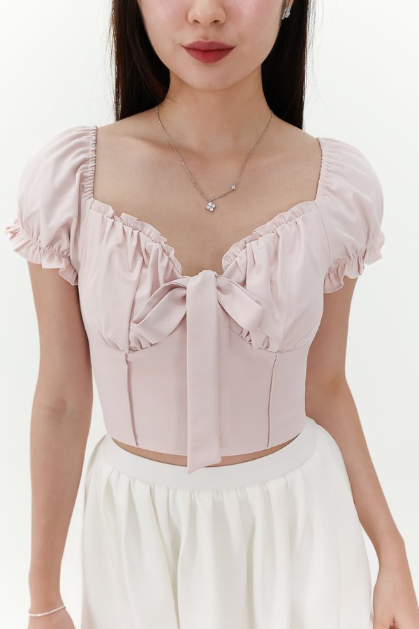 Reline Ribbon Sleeve Top in Light Pink