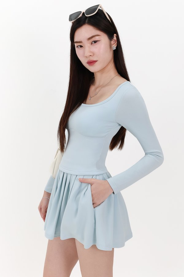 Carina Co-ord Sleeved Top in Light Blue