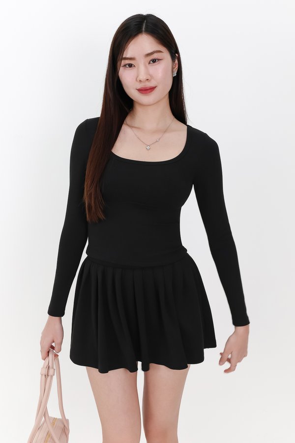 Carina Co-ord Sleeved Top in Black