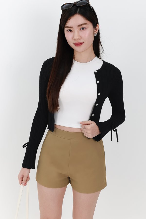 Briella Button Up Knit Cardigan in Black