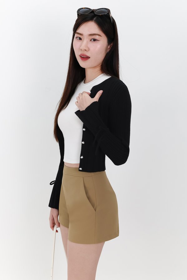 Briella Button Up Knit Cardigan in Black