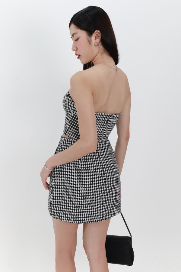 Henley Houndstooth Co-ord Top in Black