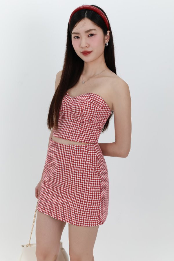 Henley Houndstooth Co-ord Top in Red