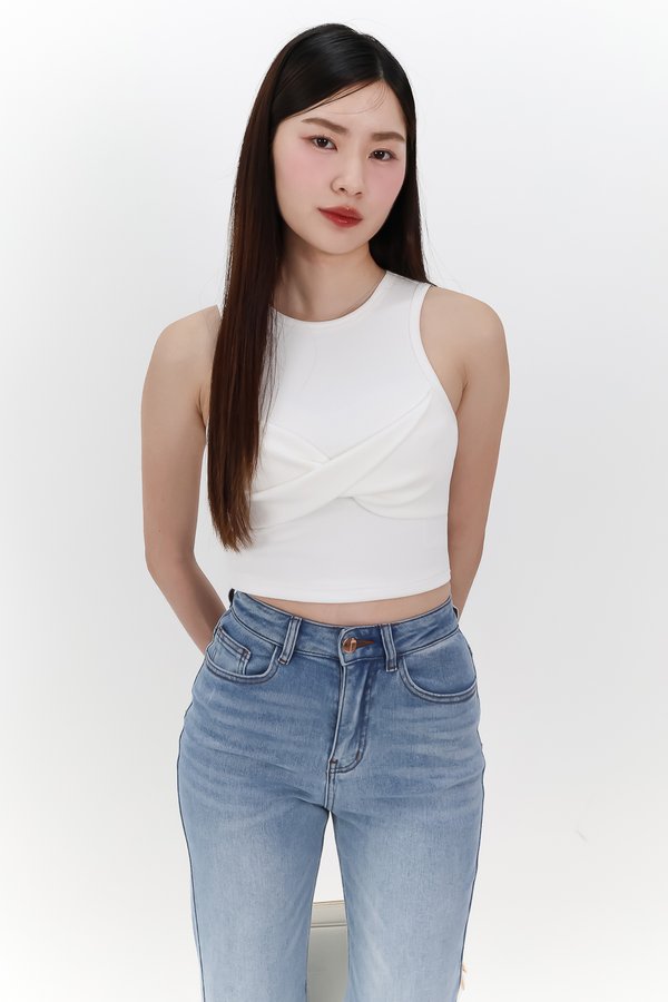 Tenra Twist Tank Top in White