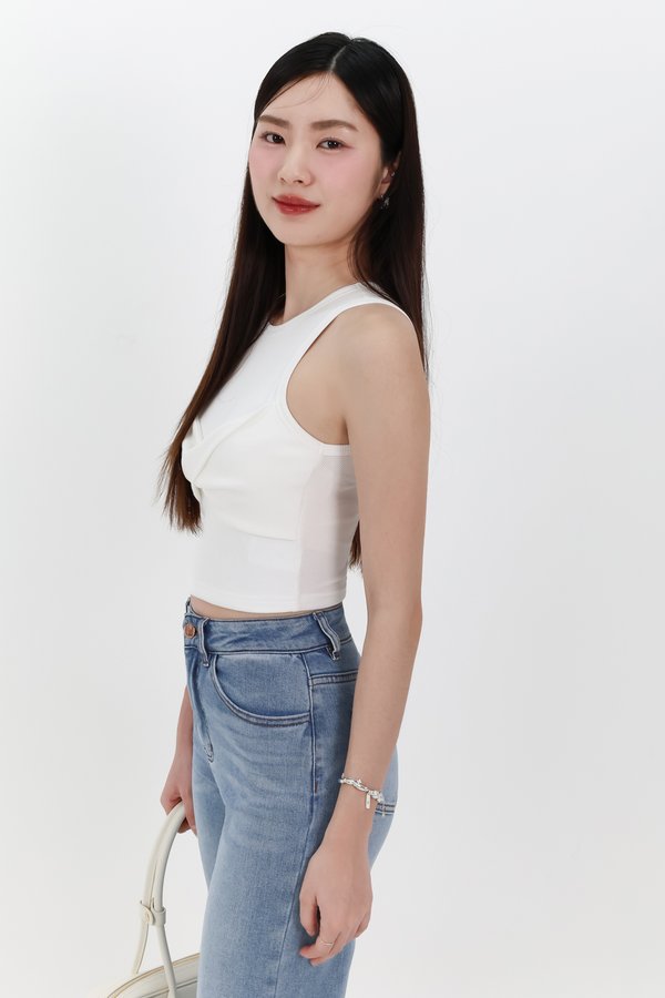 DEFECT | Tenra Twist Tank Top in White in S