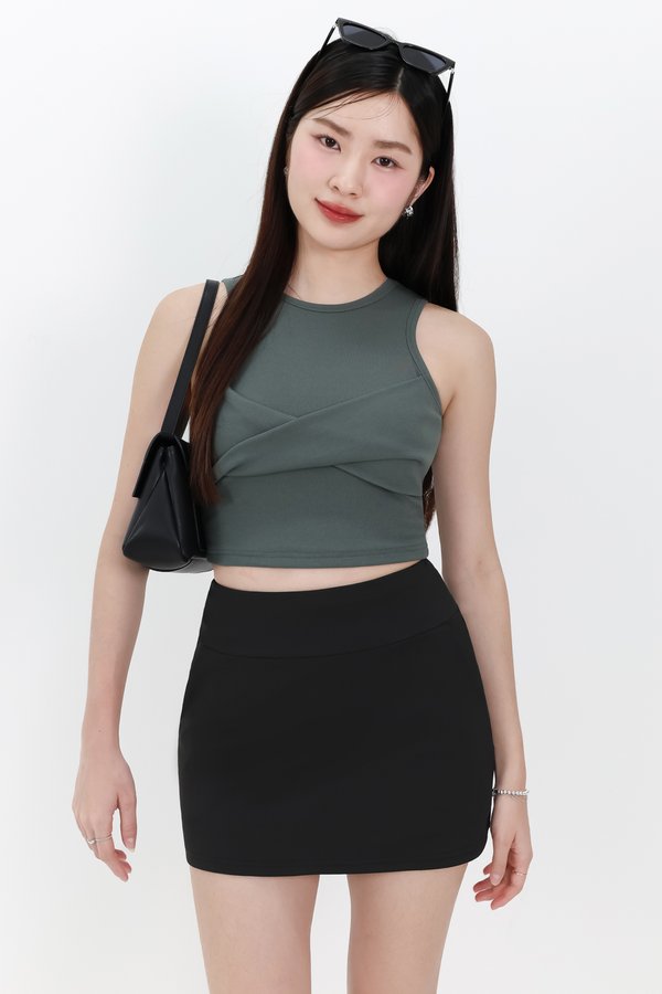 Tenra Twist Tank Top in Muted Forest
