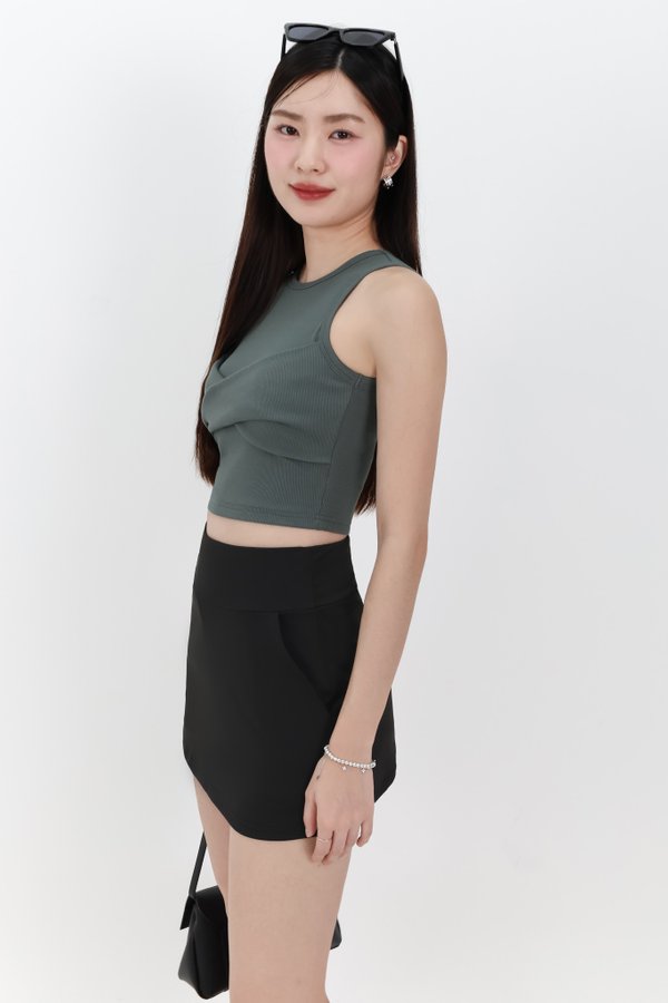 Tenra Twist Tank Top in Muted Forest