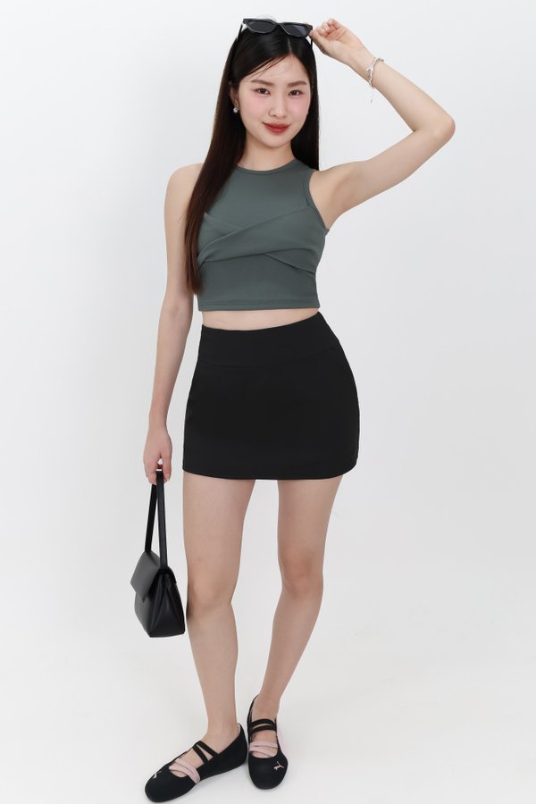 Tenra Twist Tank Top in Muted Forest