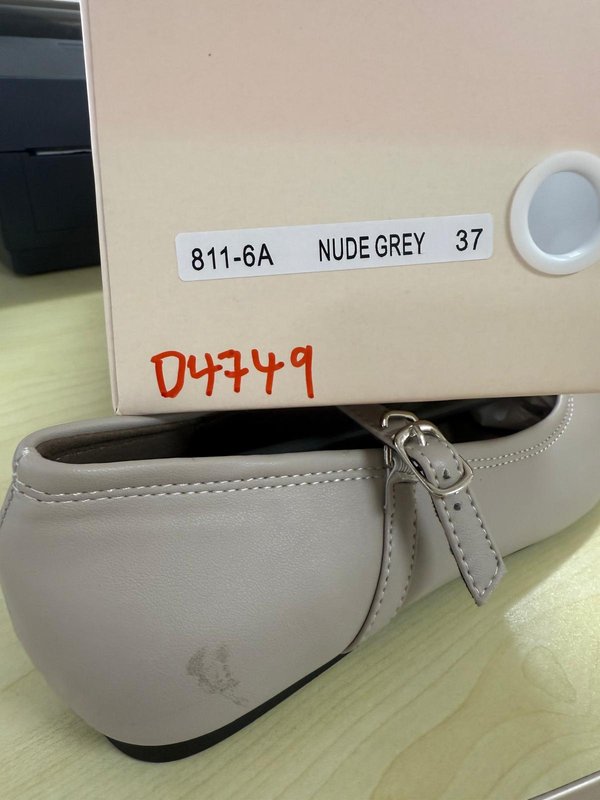 DEFECT | Berlie Buckle Flats in Nude Grey in 37