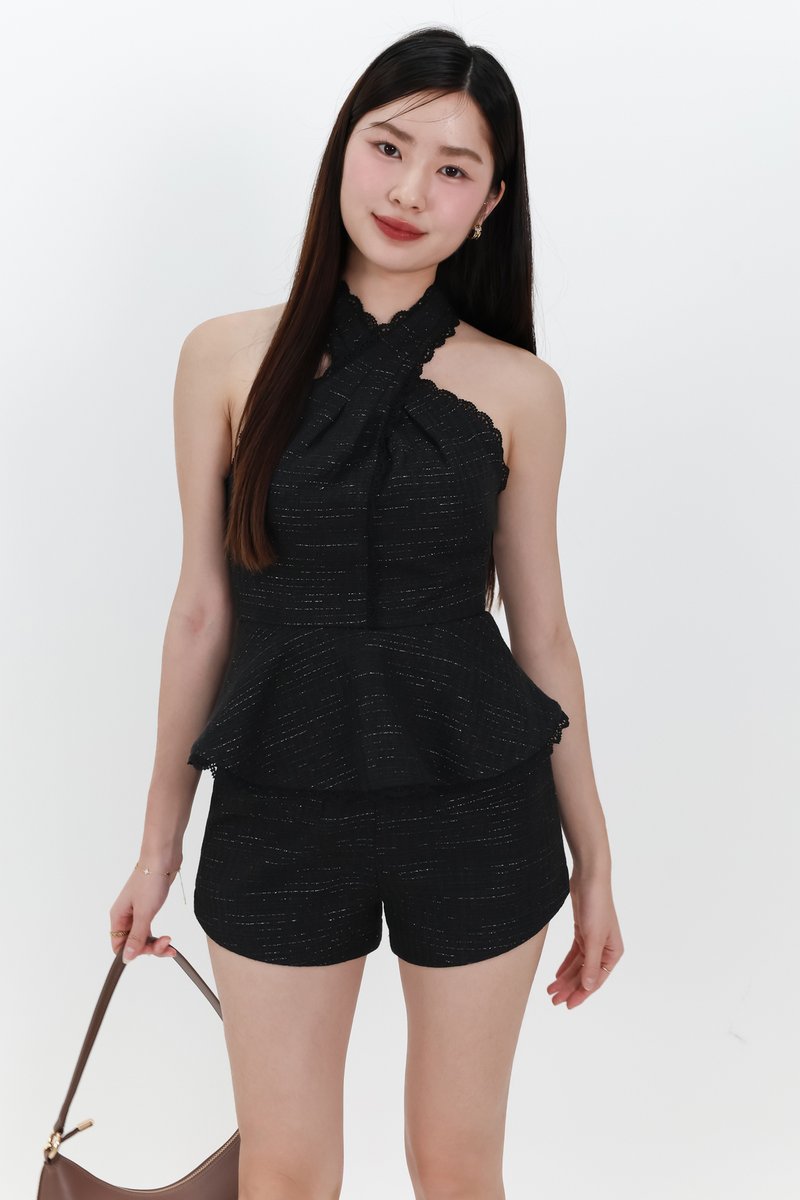 Taerin Tweed Co-ord Shorts in Black