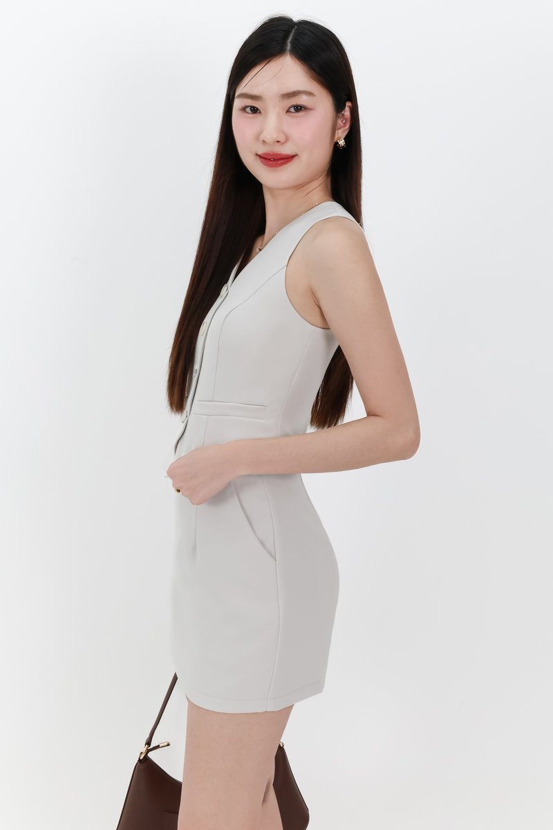 Cassandra Co-ord Vest Top in Light Soft Grey