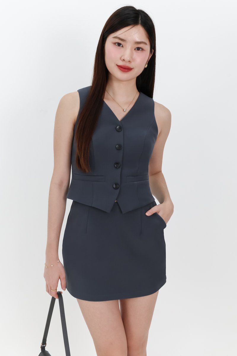 Cassandra Co-ord Skorts in Gunmetal