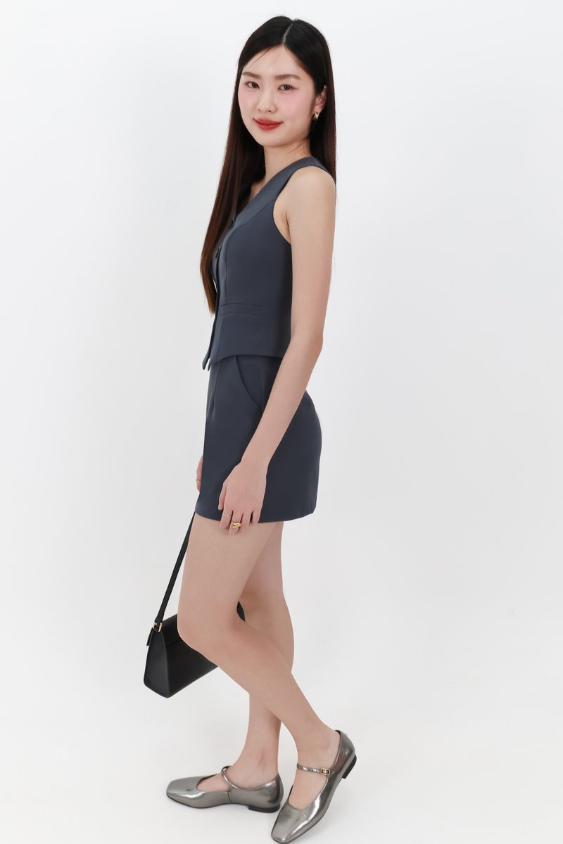 Cassandra Co-ord Skorts in Gunmetal