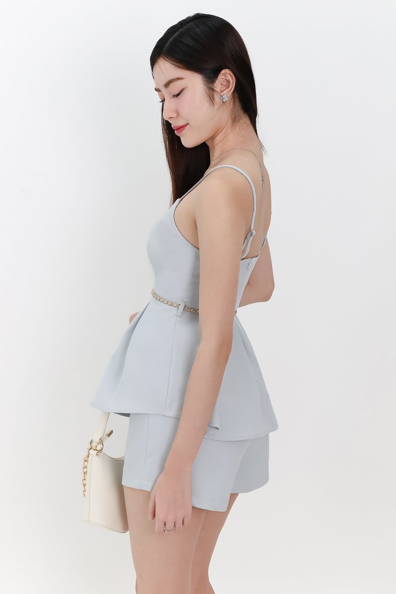 Coco Co-ord Panelled Shorts in Light Blue