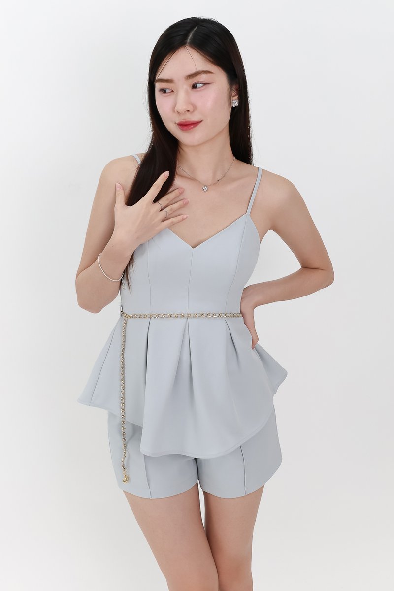 Coco Co-ord Panelled Shorts in Light Blue
