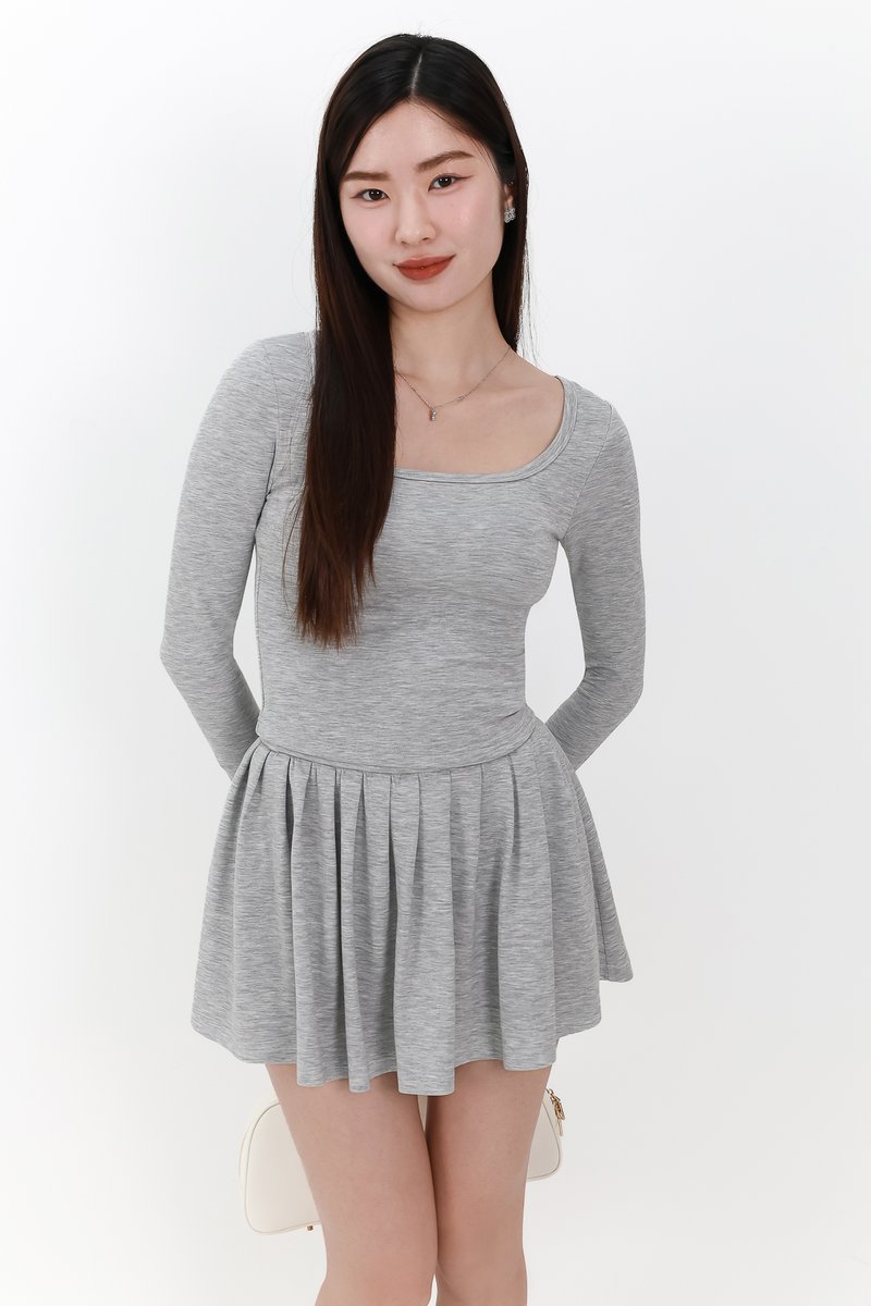 Carina Co-ord Pleated Skorts in Light Grey