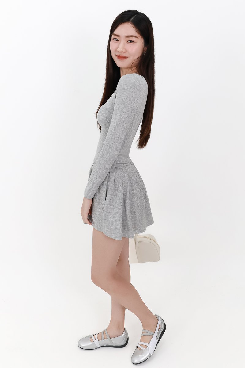 Carina Co-ord Pleated Skorts in Light Grey