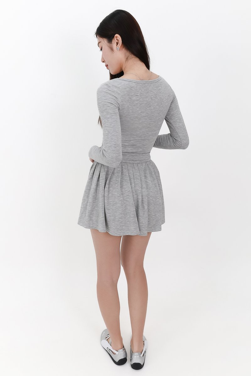 Carina Co-ord Pleated Skorts in Light Grey