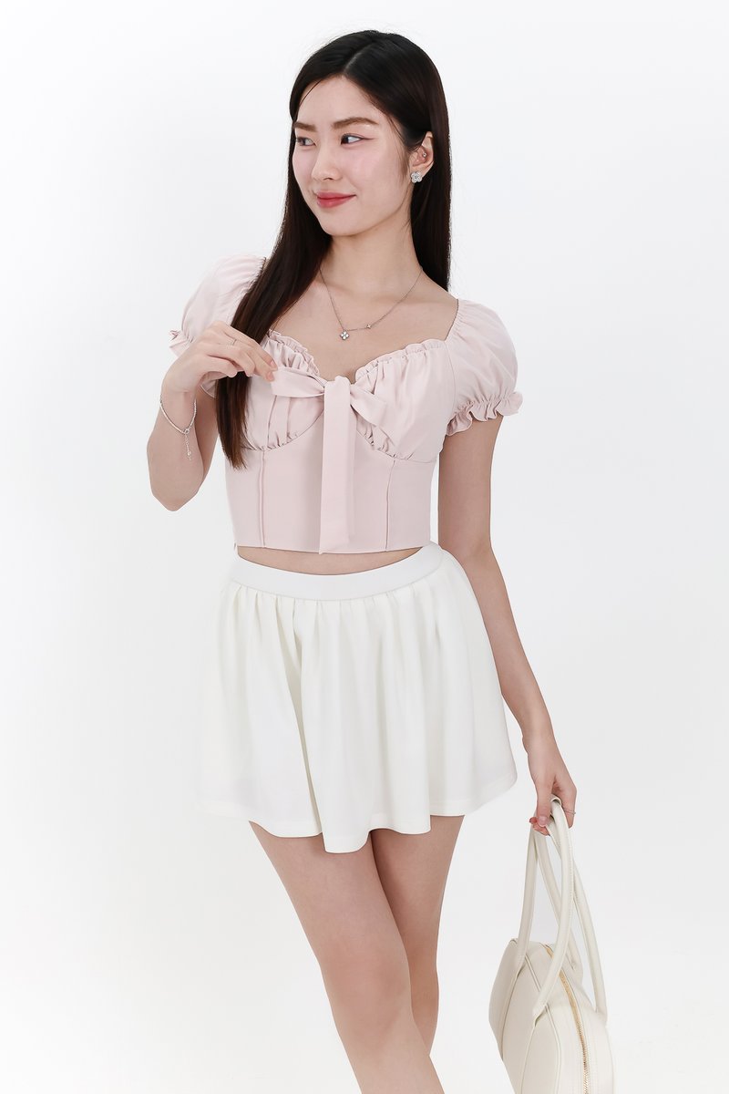 Reline Ribbon Sleeve Top in Light Pink