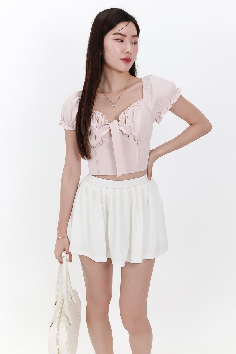 Reline Ribbon Sleeve Top in Light Pink