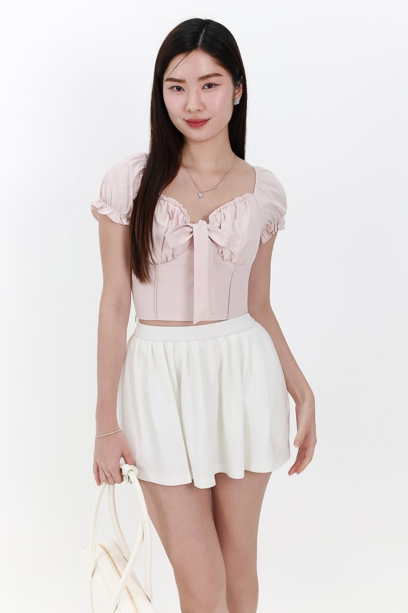 Reline Ribbon Sleeve Top in Light Pink