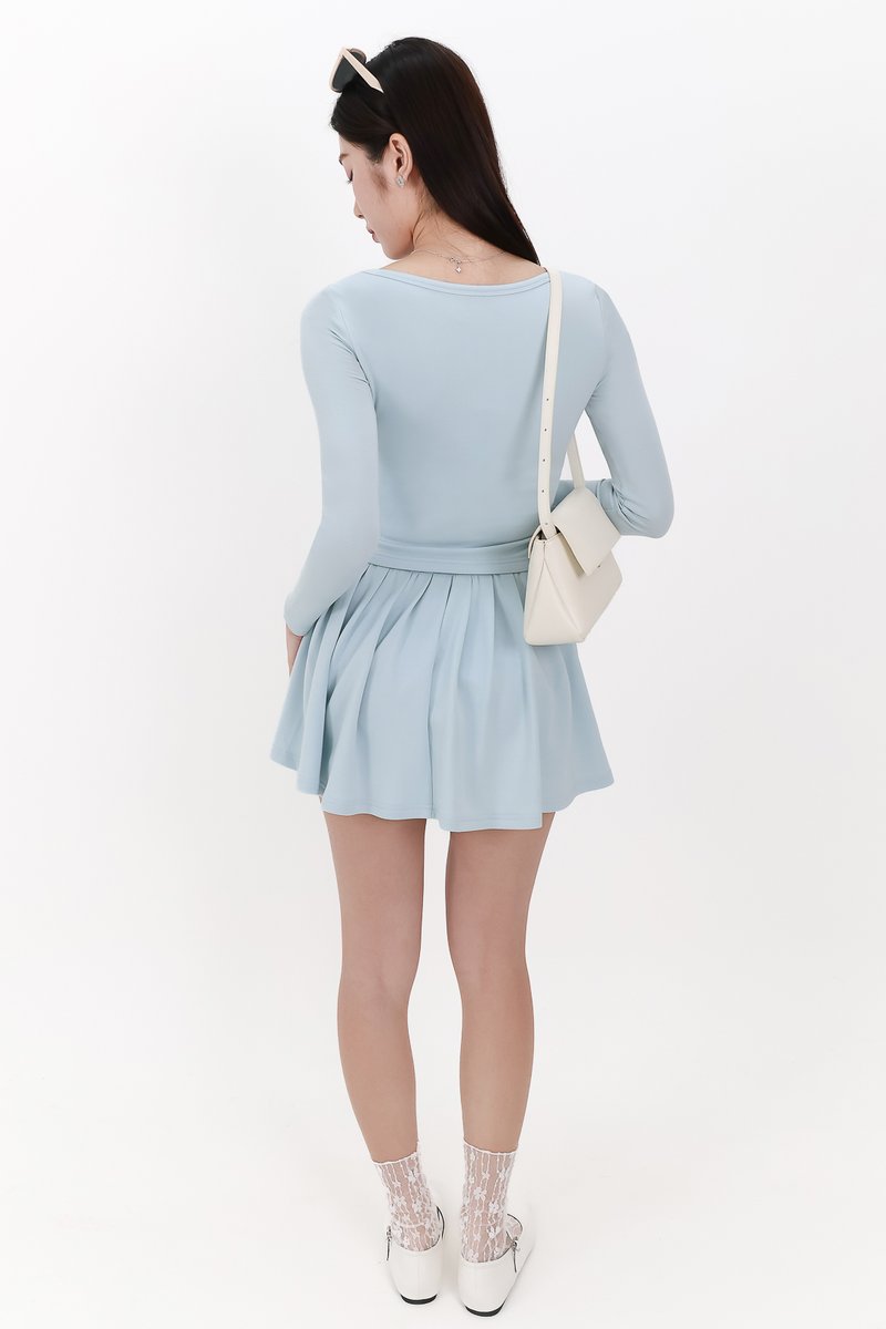 Carina Co-ord Pleated Skorts in Light Blue