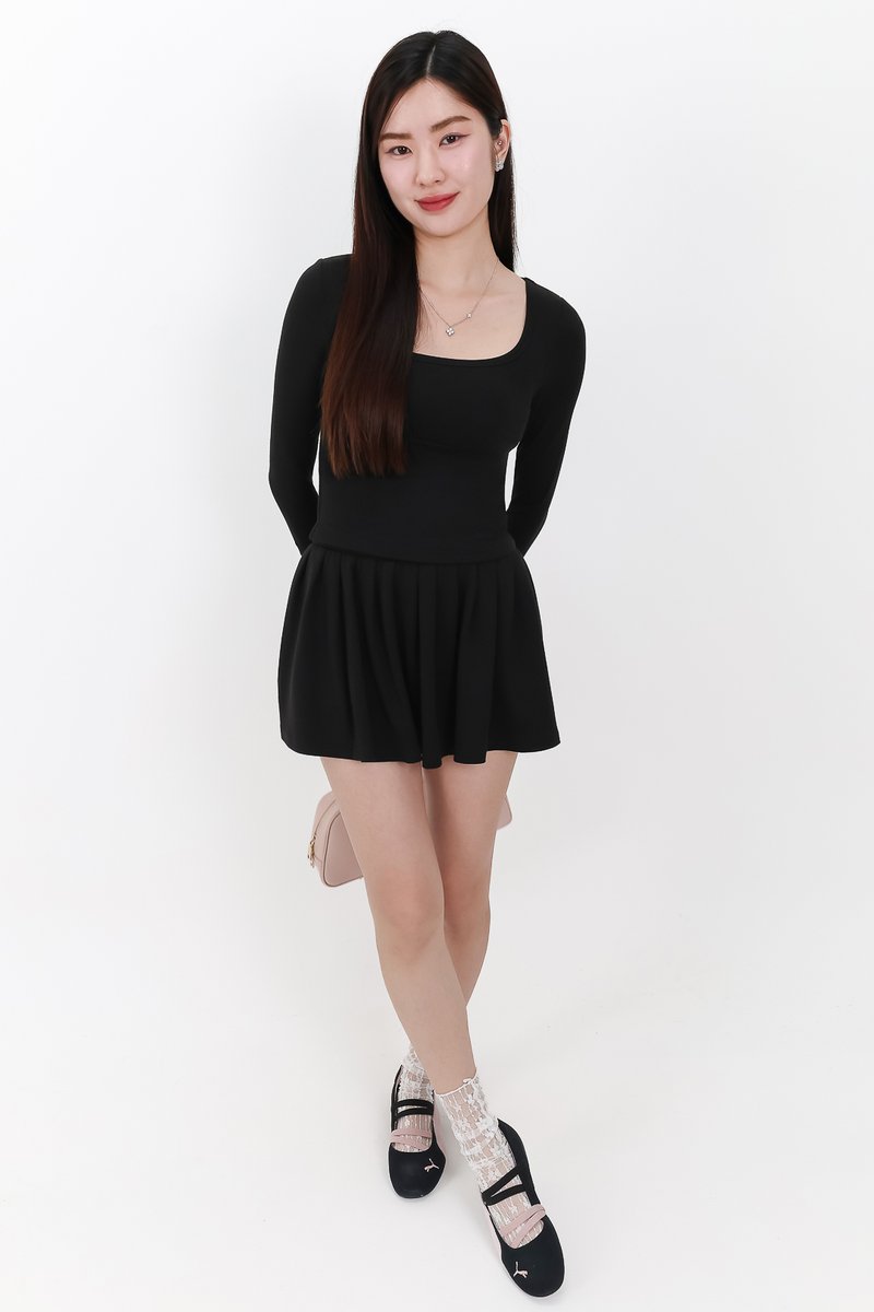Carina Co-ord Pleated Skorts in Black