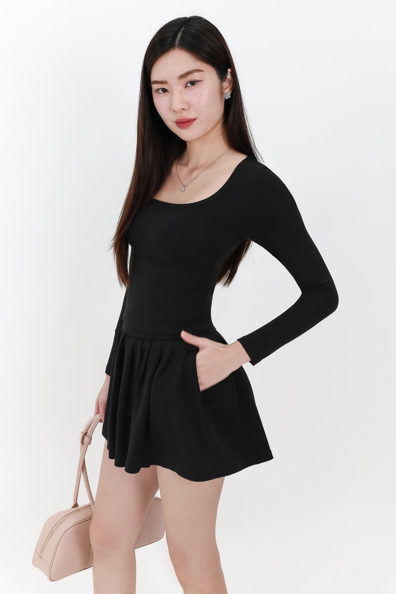 Carina Co-ord Sleeved Top in Black