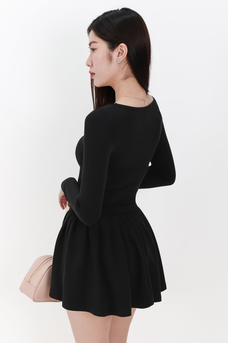 Carina Co-ord Sleeved Top in Black