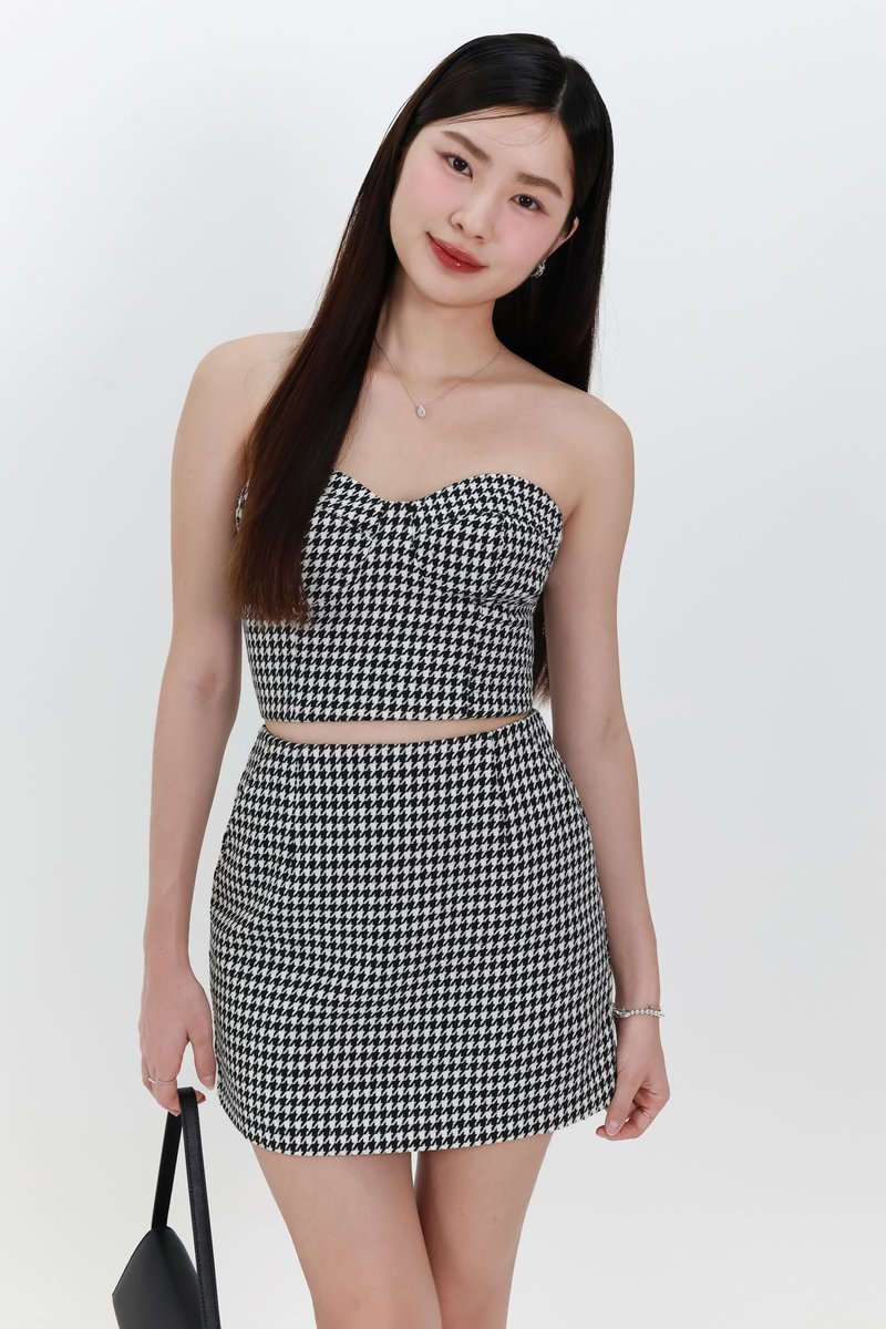 Henley Houndstooth Co-ord Top in Black