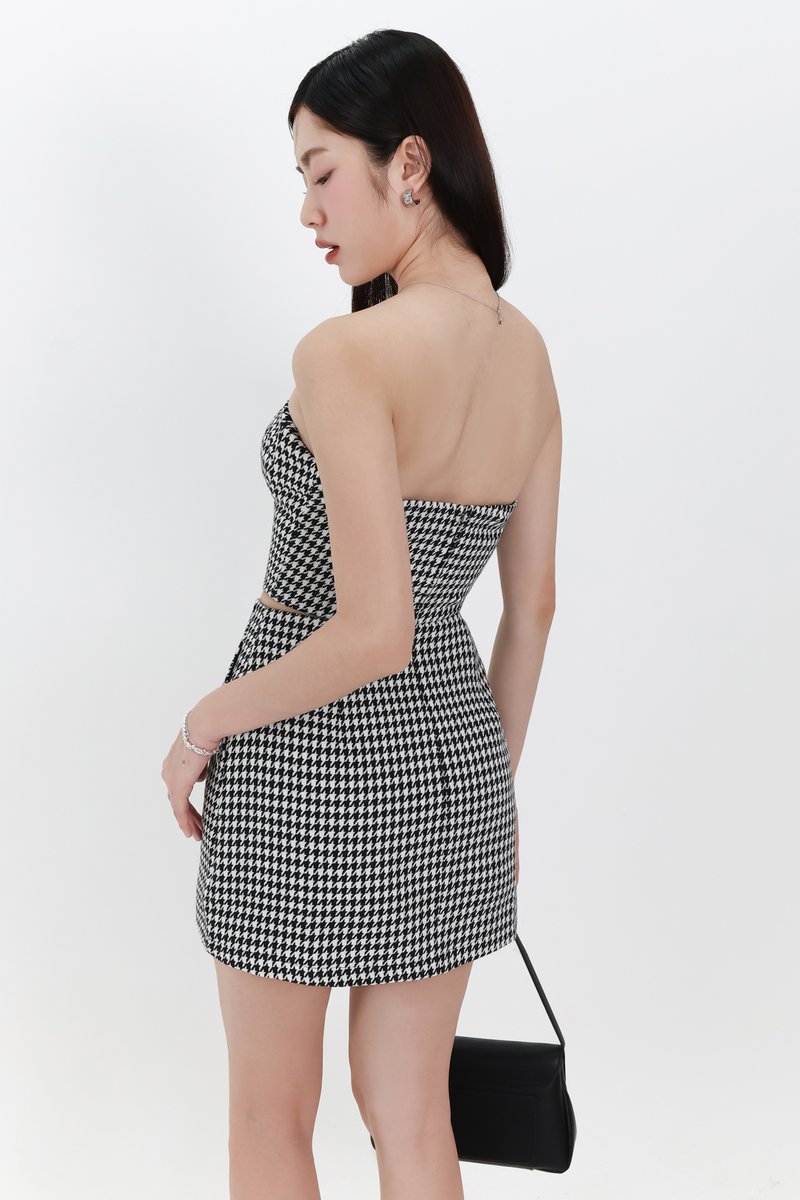 Henley Houndstooth Co-ord Top in Black