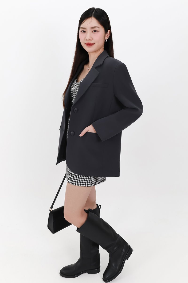 Oran Oversized Blazer in Dark Grey