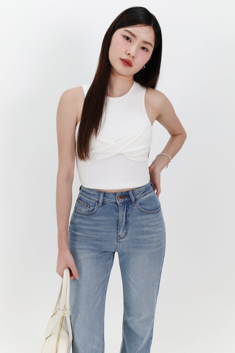 Tenra Twist Tank Top in White Tenra Twist Tank Top in White