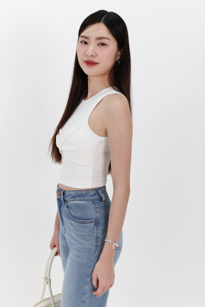 Tenra Twist Tank Top in White Tenra Twist Tank Top in White