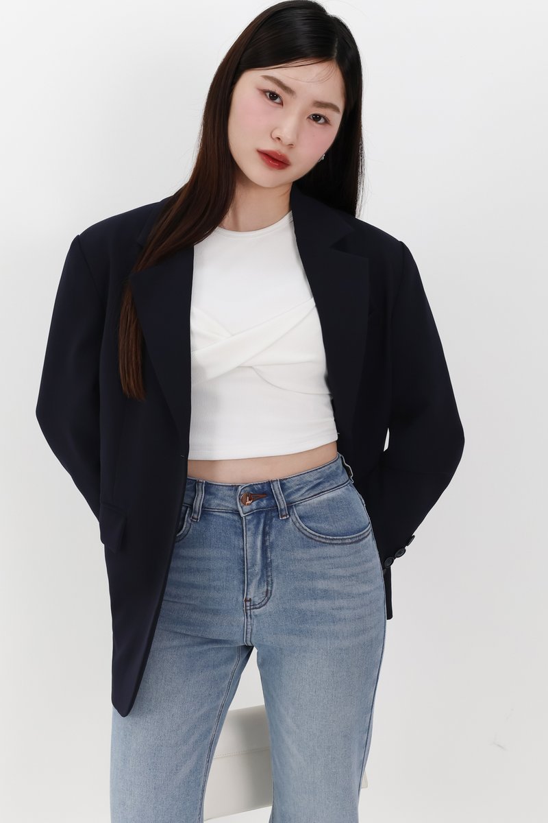 Oran Oversized Blazer in Dark Blue