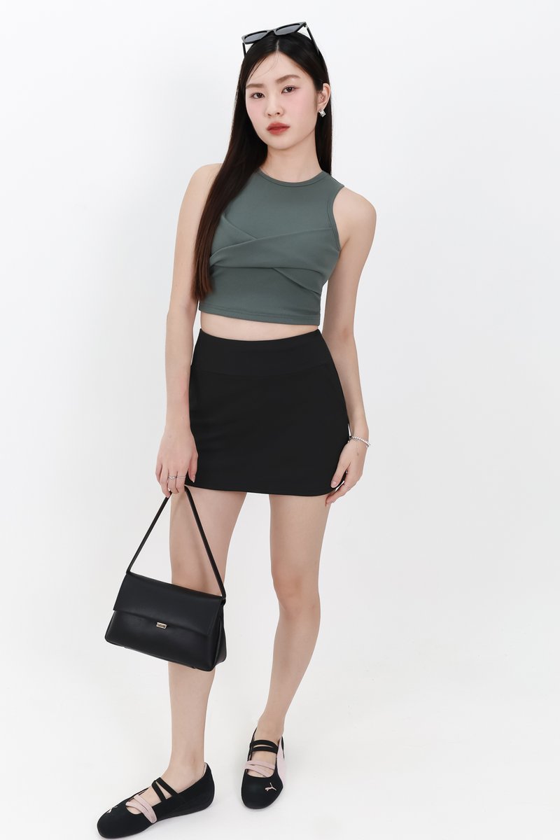 Tenra Twist Tank Top in Muted Forest