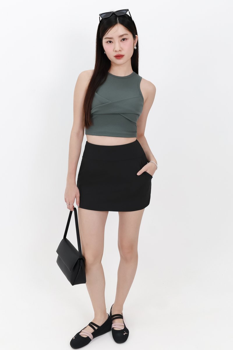 Tenra Twist Tank Top in Muted Forest