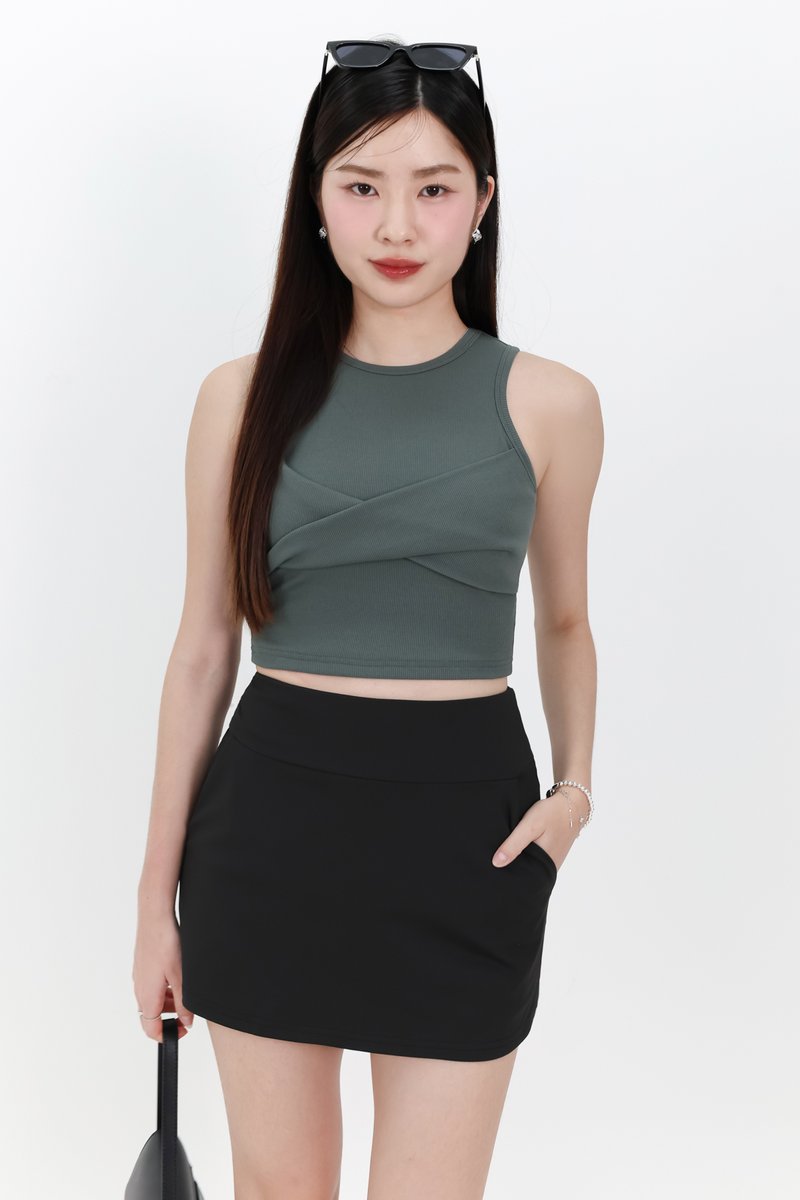 Tenra Twist Tank Top in Muted Forest
