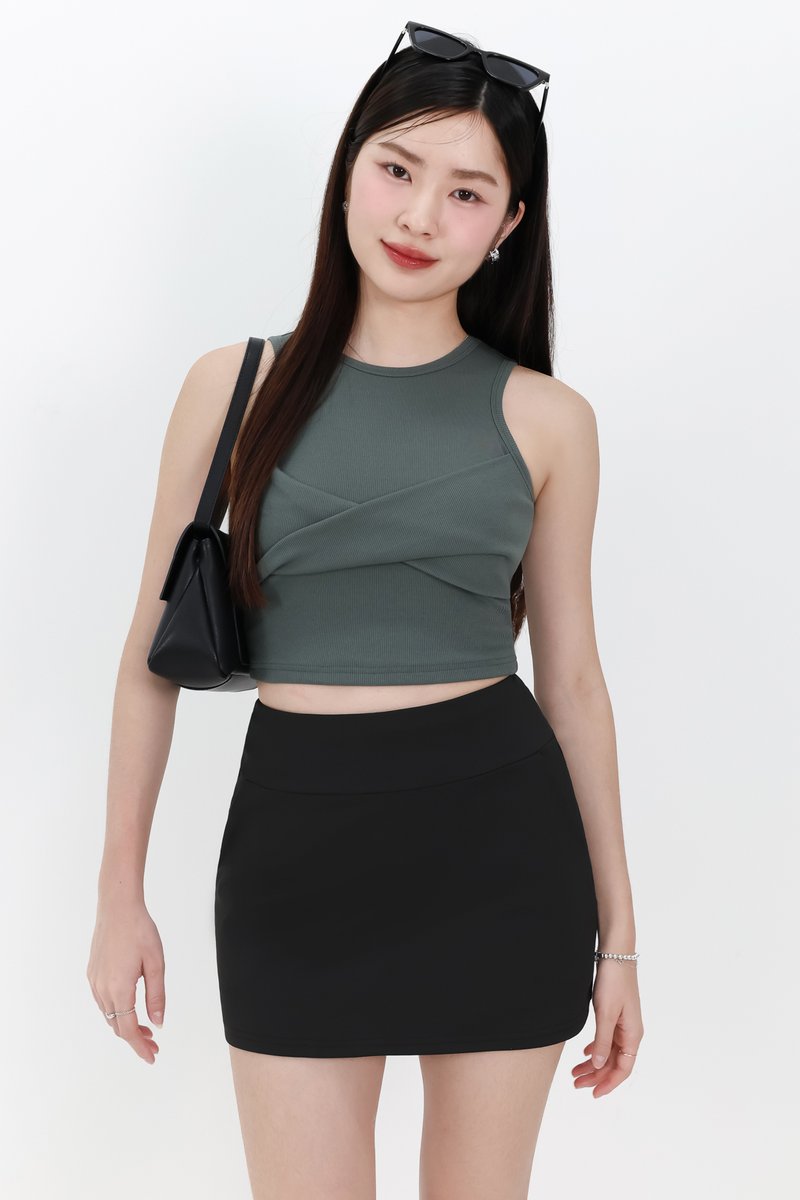 Tenra Twist Tank Top in Muted Forest