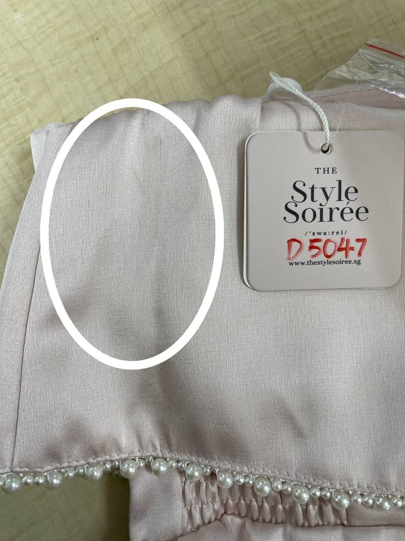 DEFECT | Paris Pearl Satin Romper Dress in Pastel Pink in S