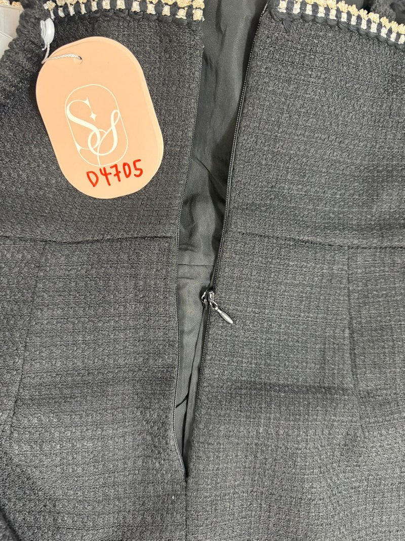 DEFECT | Selene Sweetheart Tweed Romper Dress in Black in XS