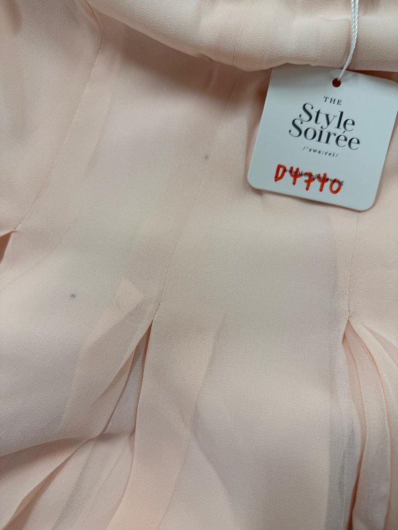 DEFECT | Caprina Chiffon Maxi Dress in Light Peach Pink in XS
