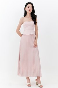 Cecelia Co-ord Pleated Skirt in Pastel Pink ( Petite Length )