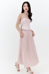 Cecelia Co-ord Pleated Skirt in Pastel Pink ( Petite Length )