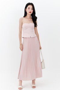 Cecelia Co-ord Pleated Skirt in Pastel Pink ( Petite Length )