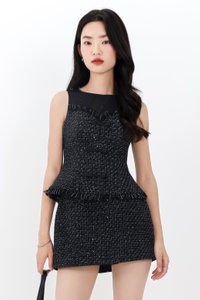 Trenita Tweed Mesh Co-ord Top in Black