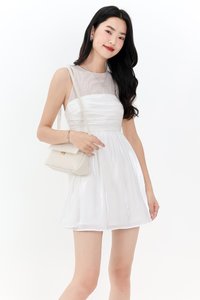 Ourelia Organza Romper Dress in White