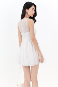 Ourelia Organza Romper Dress in White