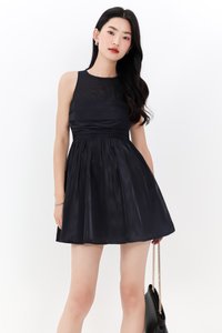 Ourelia Organza Romper Dress in Black