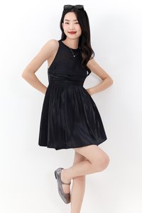Ourelia Organza Romper Dress in Black